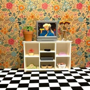 Doll House TV Stand - Doll Furniture - Pick your Colors - 1:6 Scale