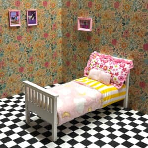 Doll House Bed - Doll Furniture - Pick your Colors - 1:6 Scale