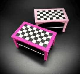 Doll House Checkered Coffee Table - Doll Furniture - Pick your Colors - 1:6 Scale