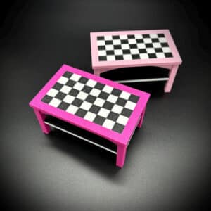 Doll House Checkered Coffee Table - Doll Furniture - Pick your Colors - 1:6 Scale