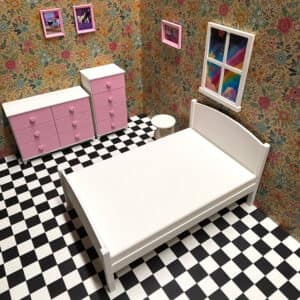 Doll House Double Bed - Doll Furniture - Pick your Colors - 1:6 Scale
