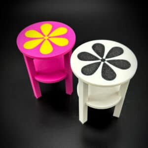 Doll House Round Side Table with Flower - Doll Furniture - Pick your Colors - 1:6 Scale