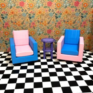 Doll House Two Color Chair - Doll Furniture - Pick your Colors - 1:6 Scale